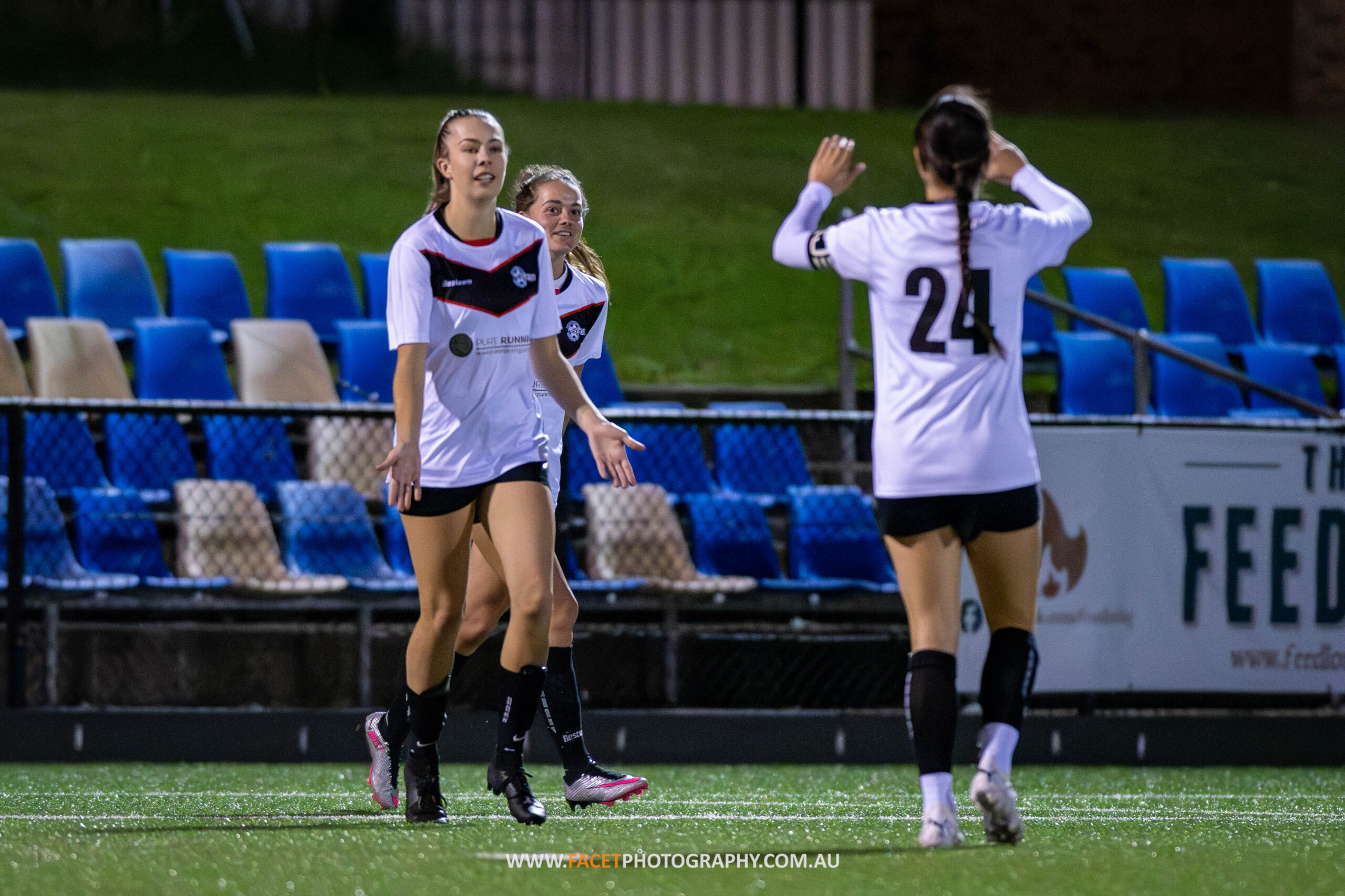 Women's Premier League Round 6: Seaforth celebrate a goal during their Sapphire Cup Round 2 game against Hurlstone Park Wanderers at Cromer Park. Photo credit: Jeremy Denham