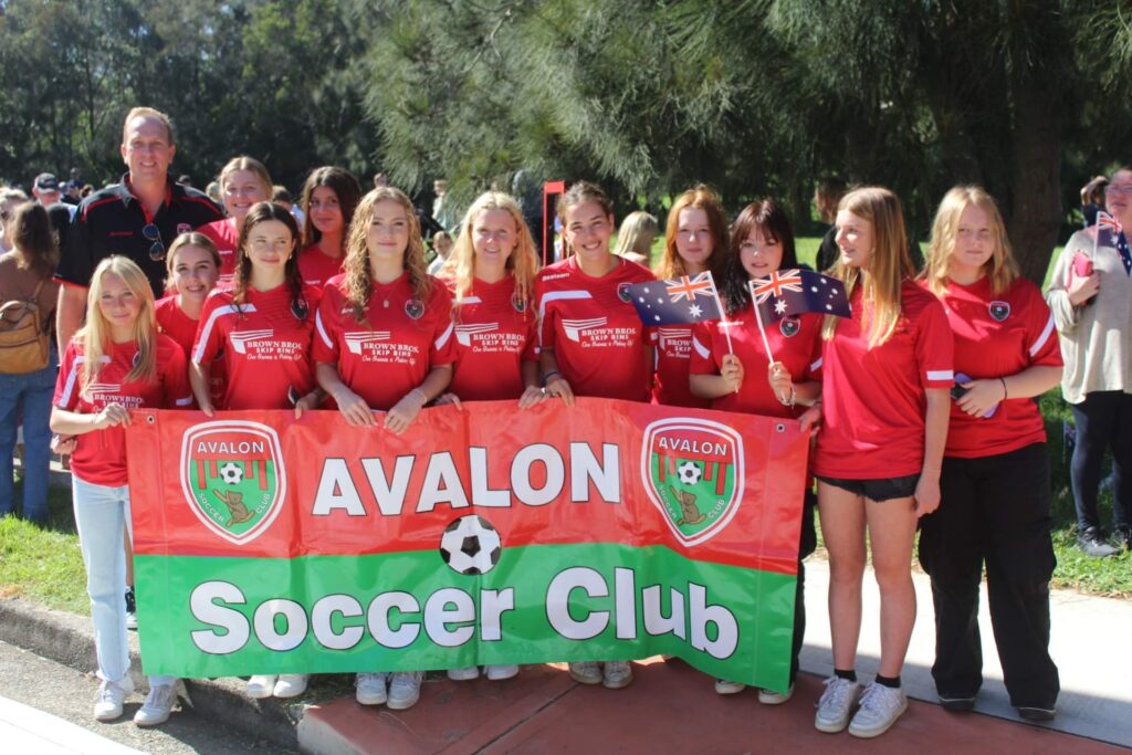 Avalon fundraising night: Avalon Soccer Club's W16 team participated in the 2023 Avalon Anzac March. Photo supplied by Avalon Soccer Club.