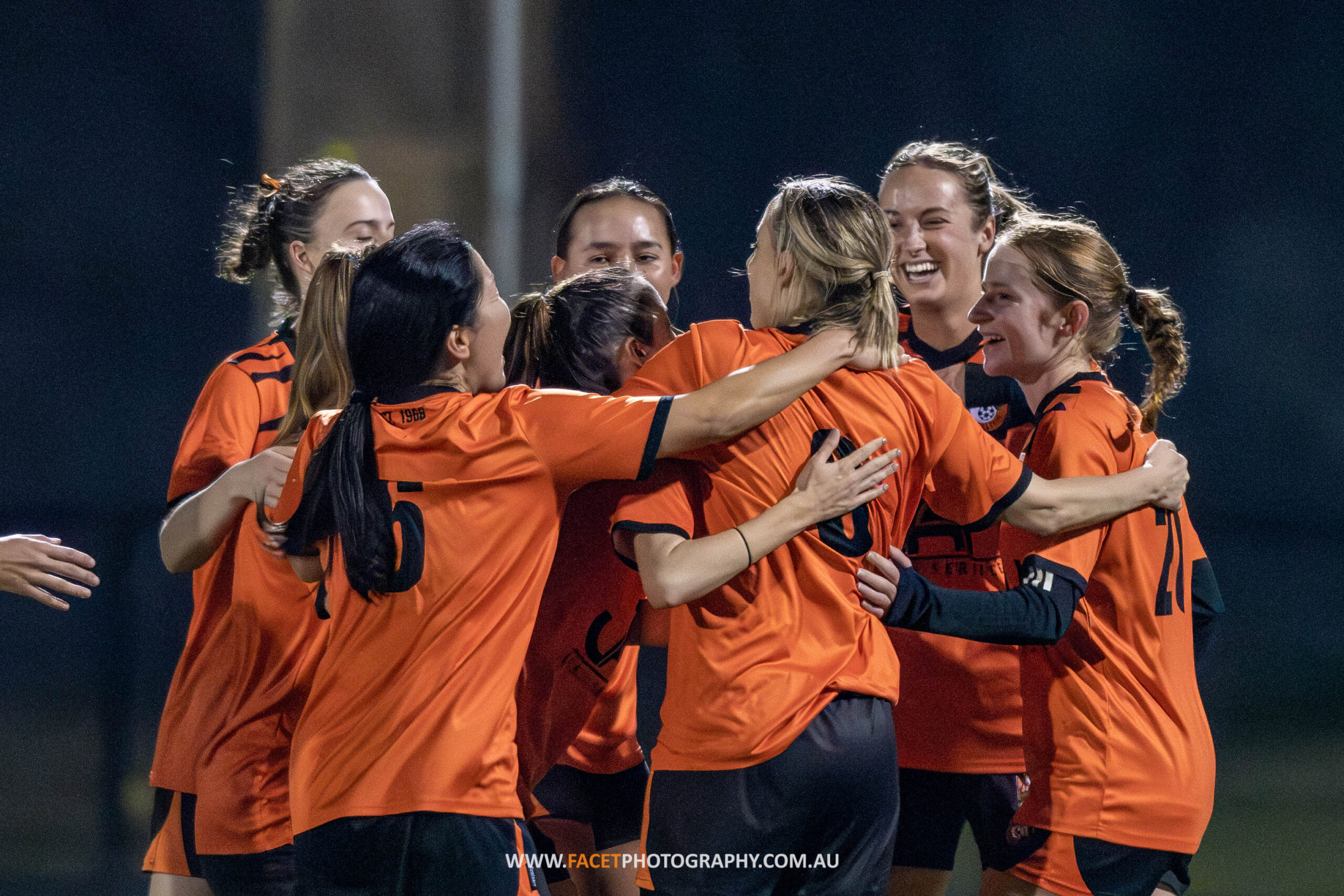 Women's Premier League Round 8: Wakehurst celebrate a goal in the 2023 MWFA Women's Challenge Cup Final. Photo credit: Jeremy Denham