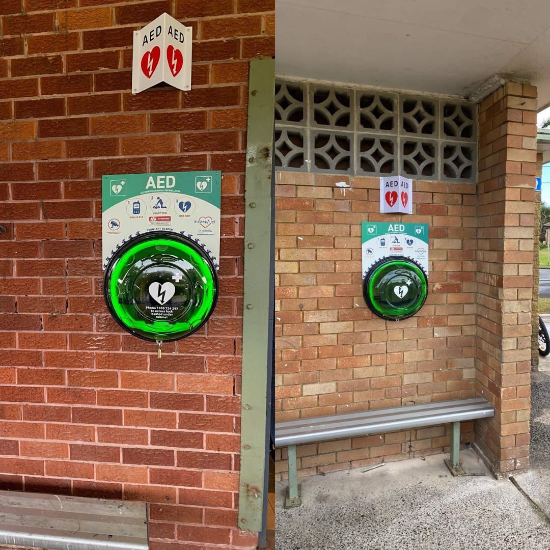 Defibs were installed at Dee Why Oval (left), John Fisher Park (right) and five other MWFA grounds. Images supplied by Terry Gatward.
