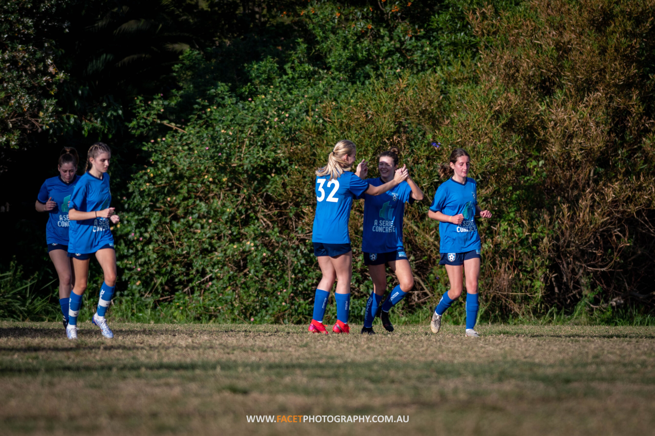 Brookvale celebrate a goal during their 2023 MWFA Women's Premier League Round 6 game against Curl Curl. Photo credit: Jeremy Denham