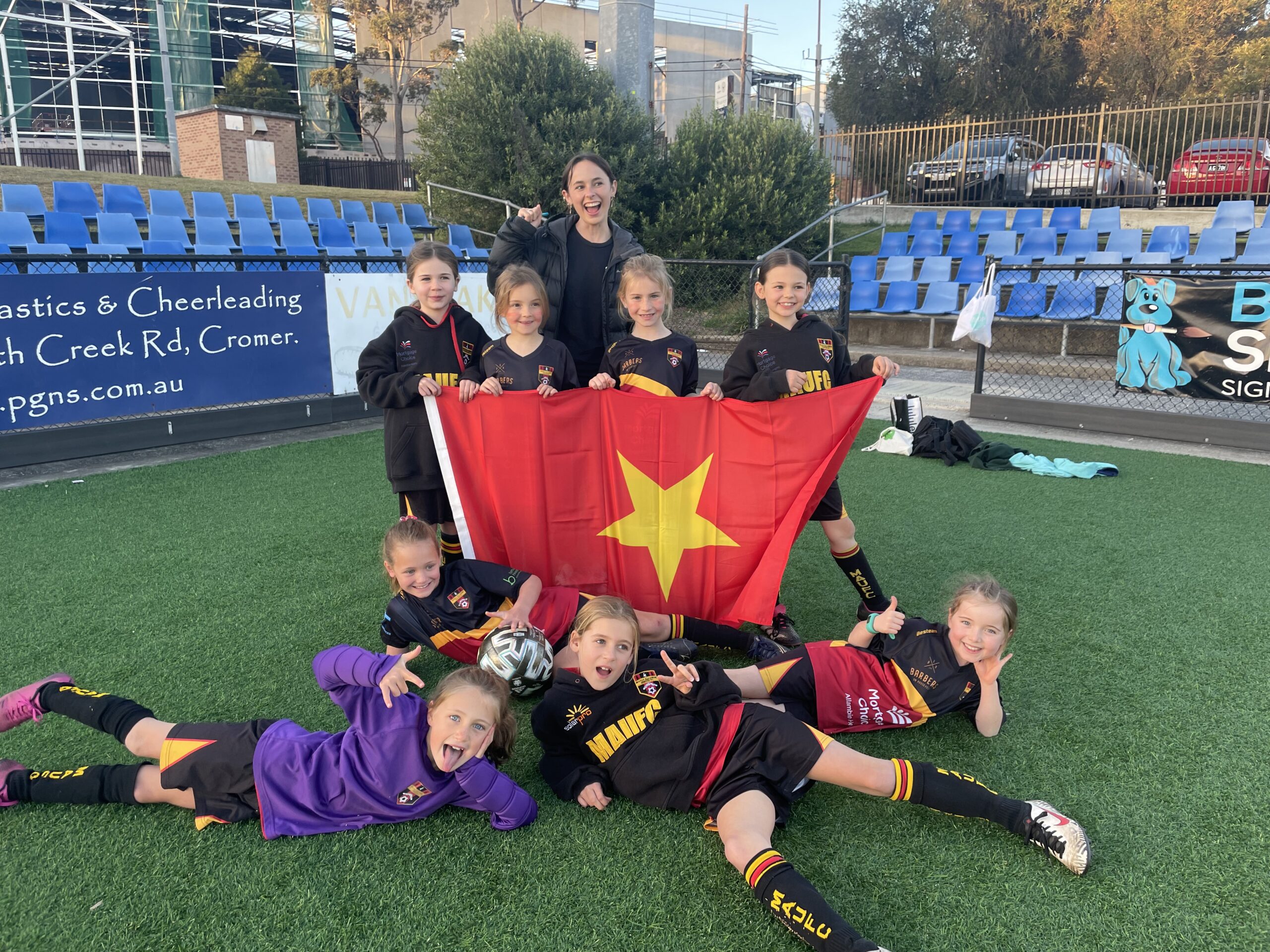 The Manly Allambie Under-8s are playing as Vietnam for the MWFA Women's World Cup.