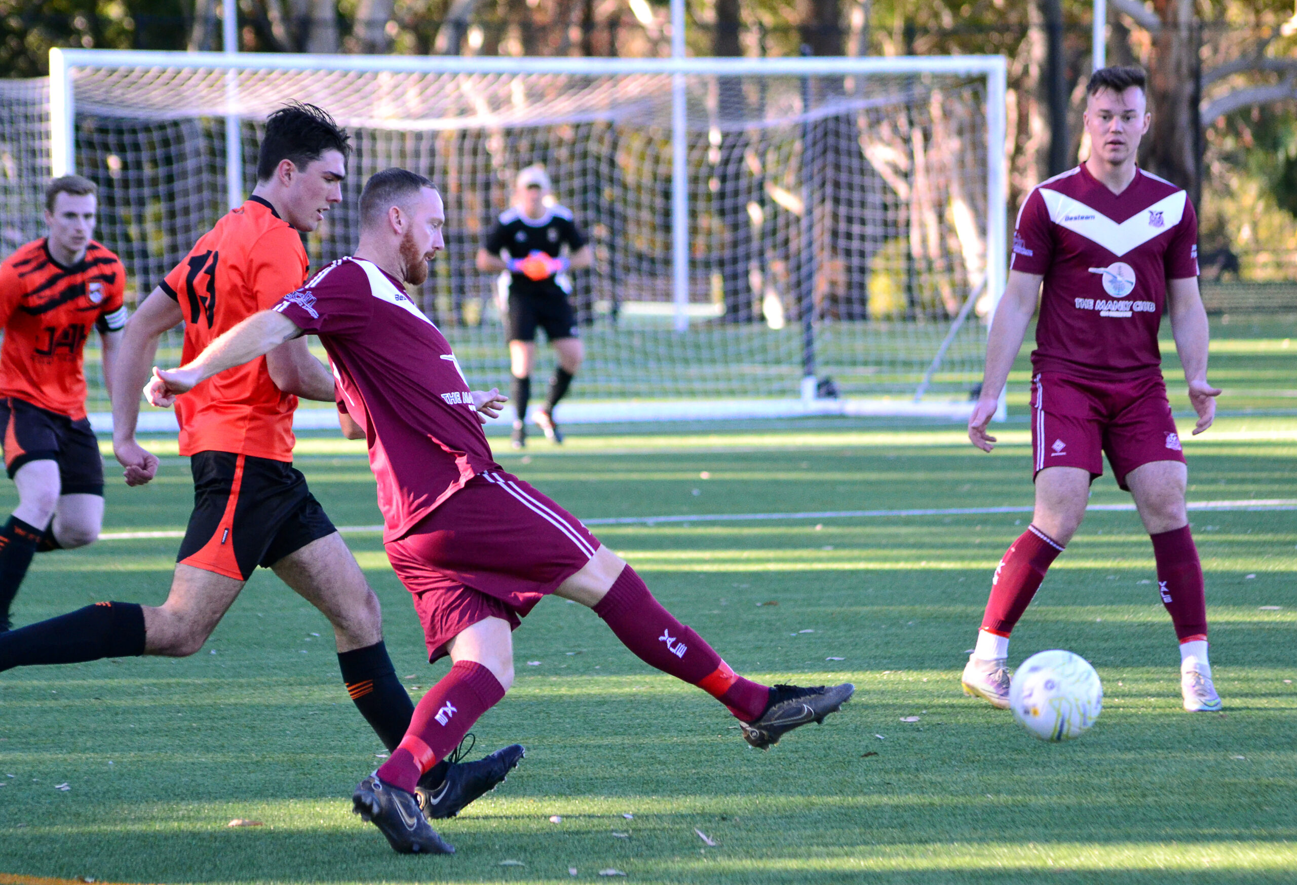 Action from the 2023 MWFA Men's Premier League game between Wakehurst and Manly Vale. Photo credit: Graeme Bolton