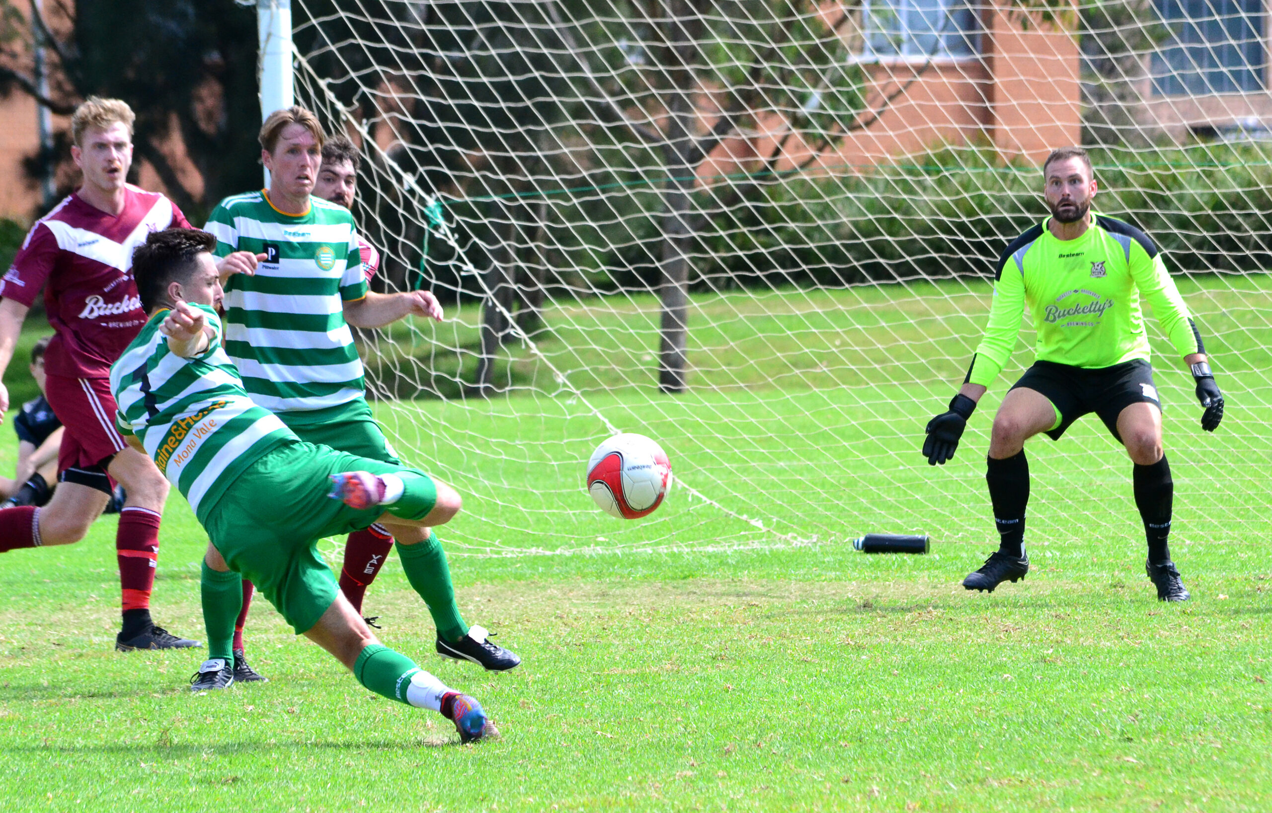 Action from the 2023 MWFA Men's Premier League Round 3 game between Pittwater RSL and Manly Vale. Photo credit: Graeme Bolton