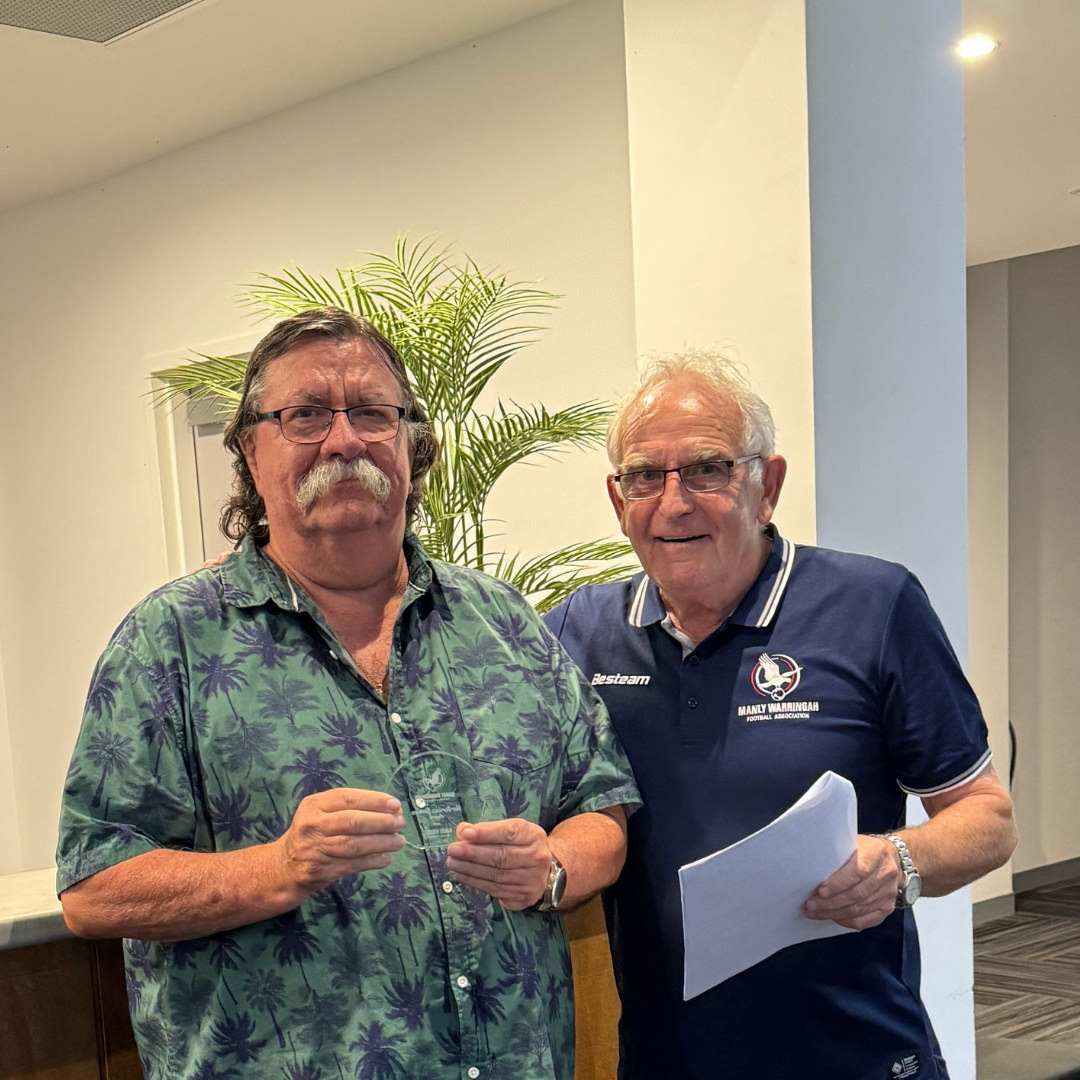 For his service to Manly Vale Football Club and the MWFA competitions, David Hodges has been given the MWFA Meritorious Service Award.